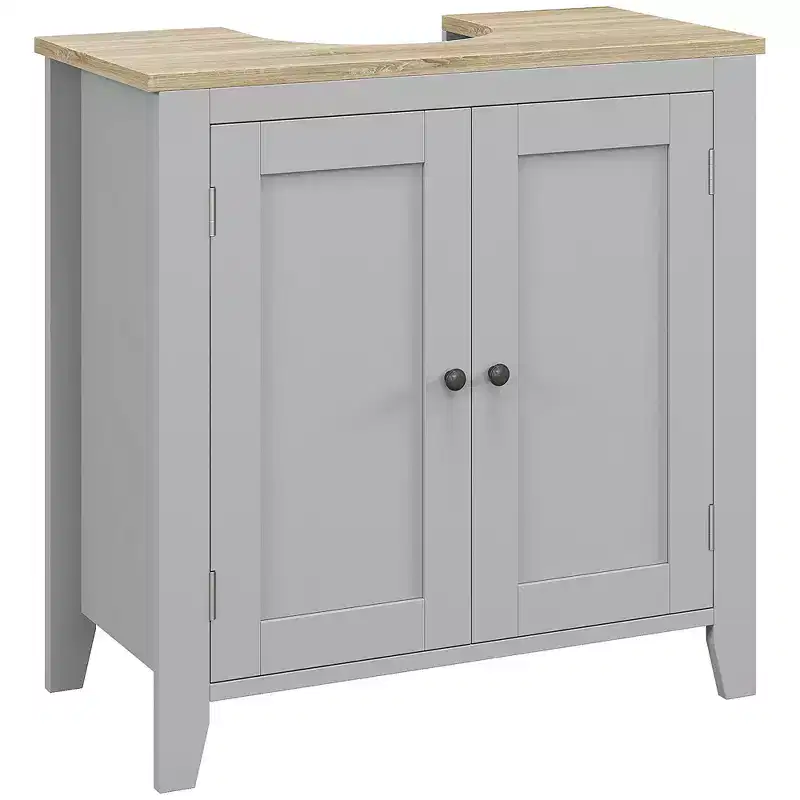 Kleankin Under-Sink Bathroom Sink Cabinet, Storage Unit with U-Shape and Adjustable Internal Shelf