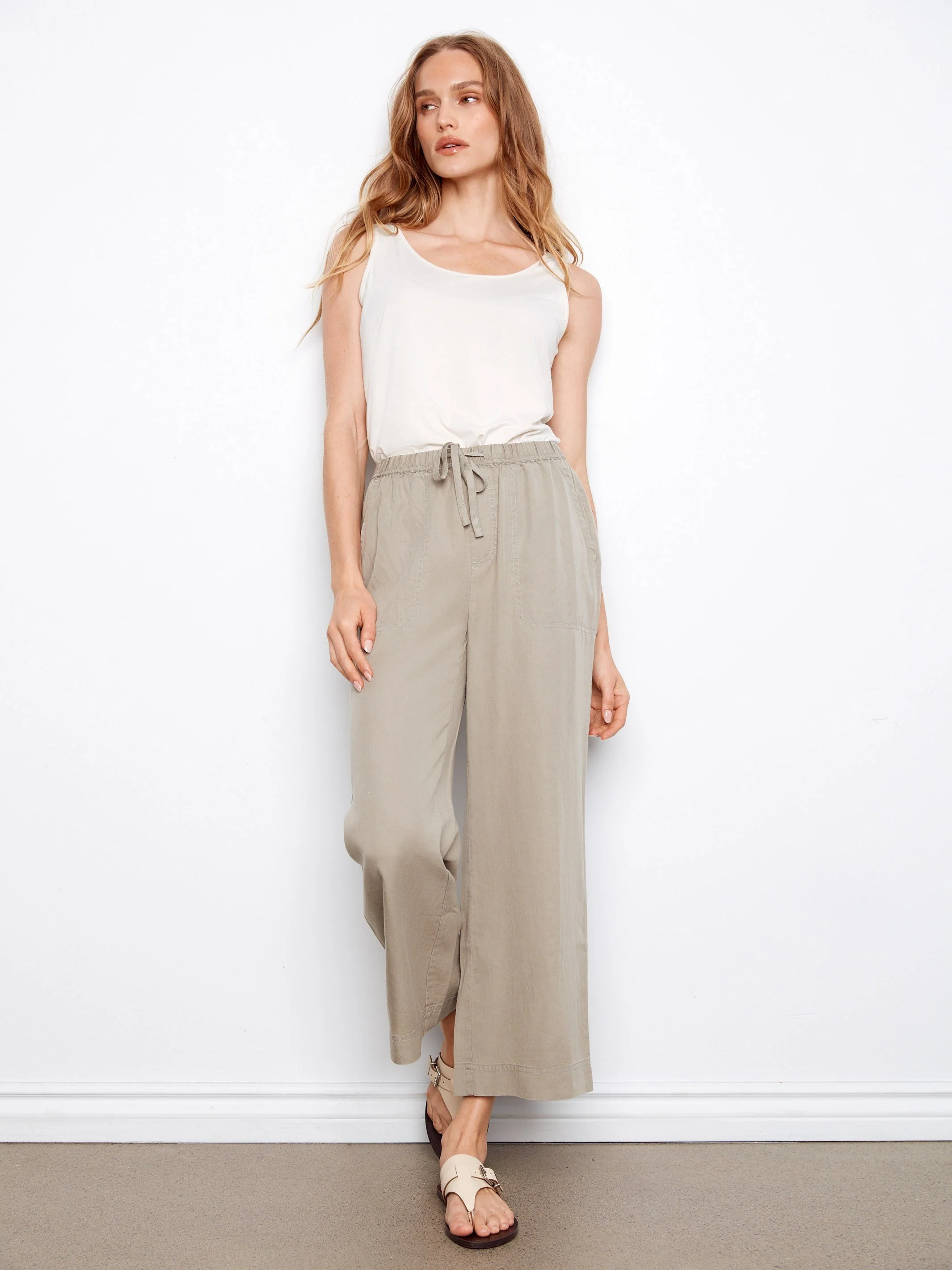 Soft Fabric Wide Leg Jogger Pants - Sage