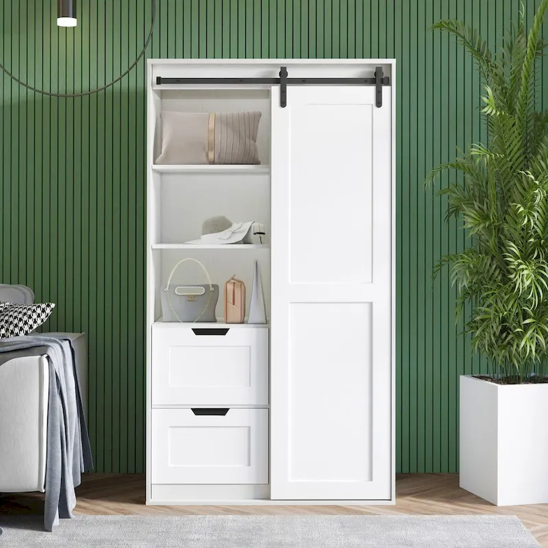 71-inch closets,large closets laundry cabinets,Plastic suction process,farm slide barndoors,save open space,brand hardware
