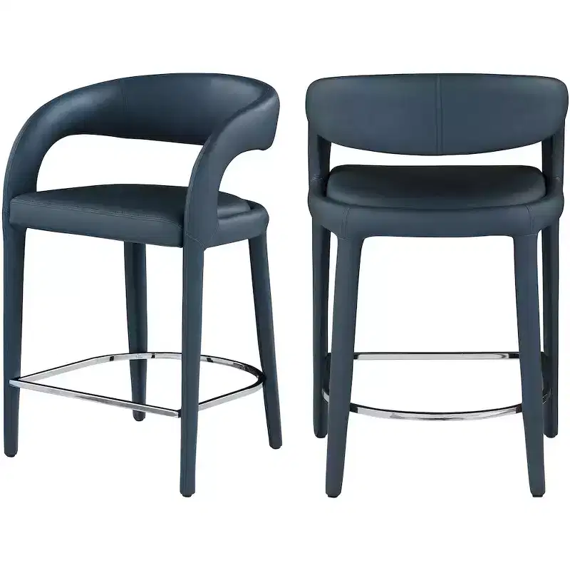 Meridian Furniture,Sylvester Navy Vegan Leather Stool
