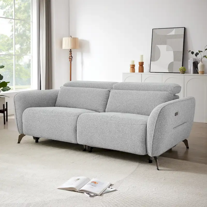 Grey Chenille Power Reclining Sofa, 3-Seater, 80