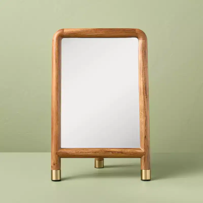 Wood Accent Mirror with Brass Feet - Hearth & Hand™ with Magnolia
