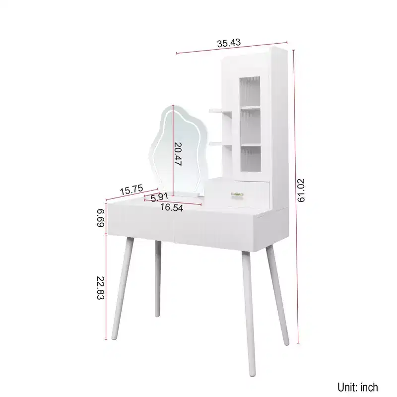 Okak Vanity Table with Lights, Vanity Desk with Mirror and Lights, Makeup Vanity Mirror with Lights, Dressing Table with 3 Drawers