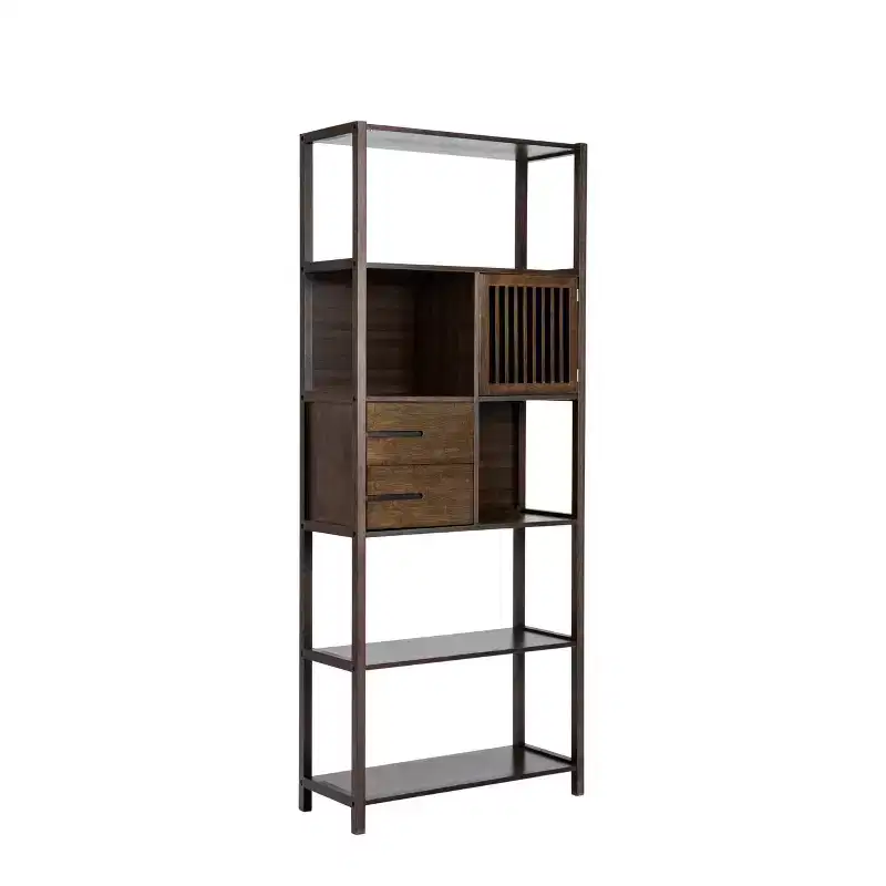 Selma Bamboo Bookcase Right Facing Spindle Cabinet - Boraam