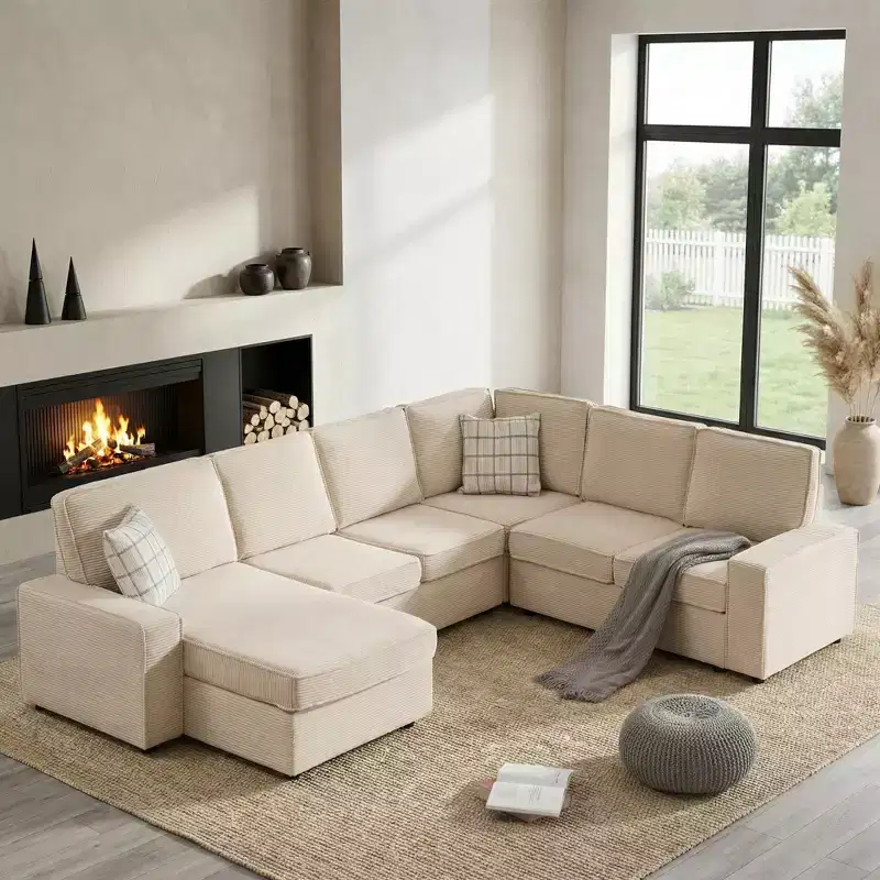 Modular Sectional Sofa, U/L-Shaped Couch w/ Removable Cover, Modern Convertible Deep Seat Sofa, Comfy Cloud Sleeper Sofa Couch for Living Room&Office