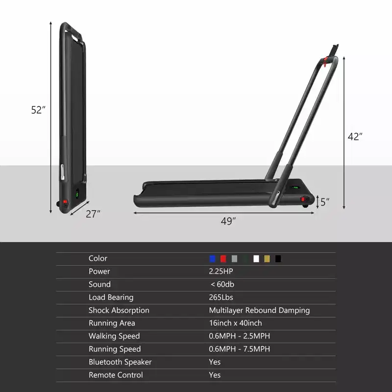 Gymax 2-in-1 Under Desk Running Machine Electric Treadmill & Powerful Motor Flexible Transportation Wheels Mobile Phone Bracket Silver/Black/White