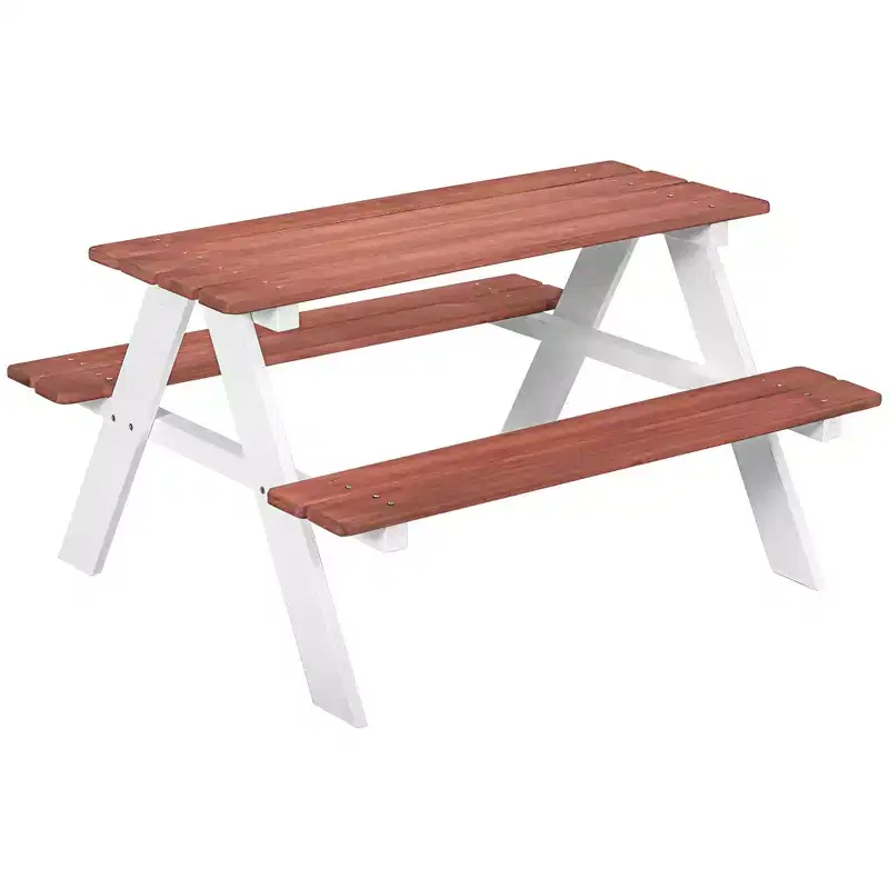 Etokfoks Kids picnic table set wooden table and benches for outdoor garden backyard ages 3 to 8 35 in L x 31 in W x 19.75 in H