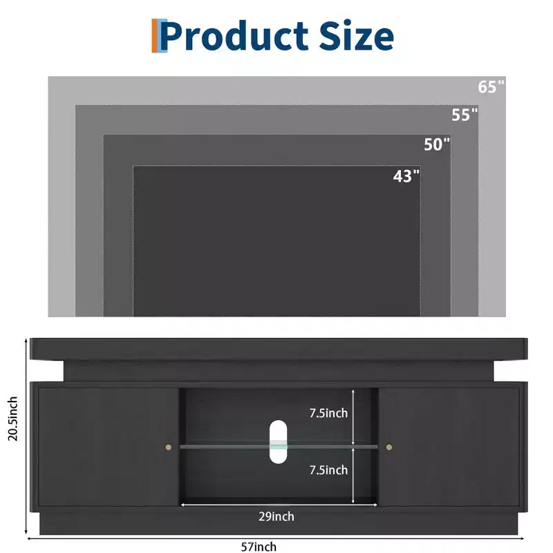 TV Stand with Power Outlet, Entertainment Center with Storage and Adjustable Shelf, TV Console for Living Room, Modern Media Console