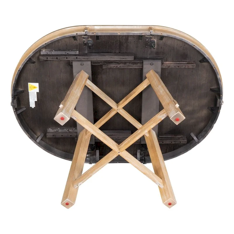 5-Piece Farmhouse Dining Table Set Wood Round Extendable Dining Table and 4 Upholstered Dining Chairs