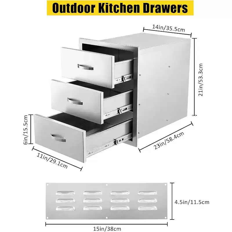 Stainless Steel Outdoor Kitchen Drawers for BBQ Islands & Outdoor Kitchens