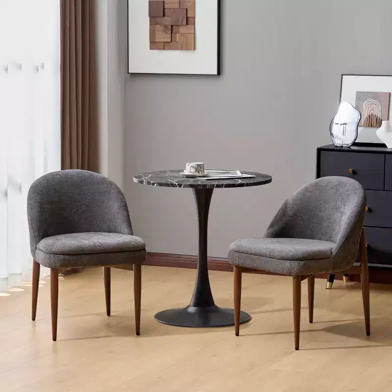 Christopher Knight Home Carew Modern Chenille Upholstered Iron Dining Chairs (Set of 2)