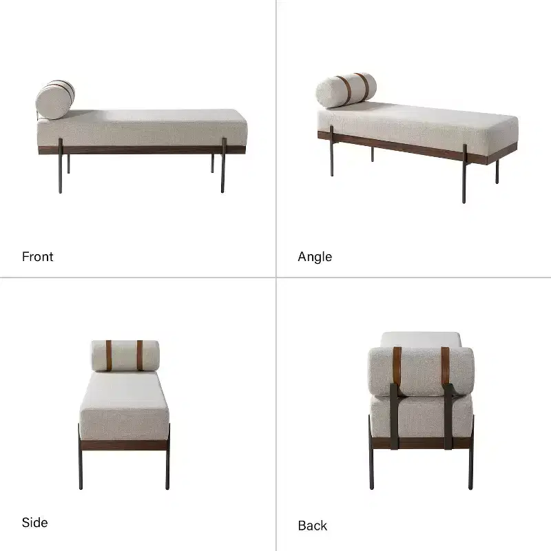 Entryway Bench with Removable Pillow, Industrial Style