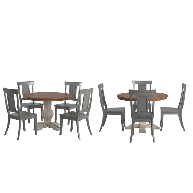 Ronda 45 Round Solid Wood Top Dining Set with Panel Back Chairs