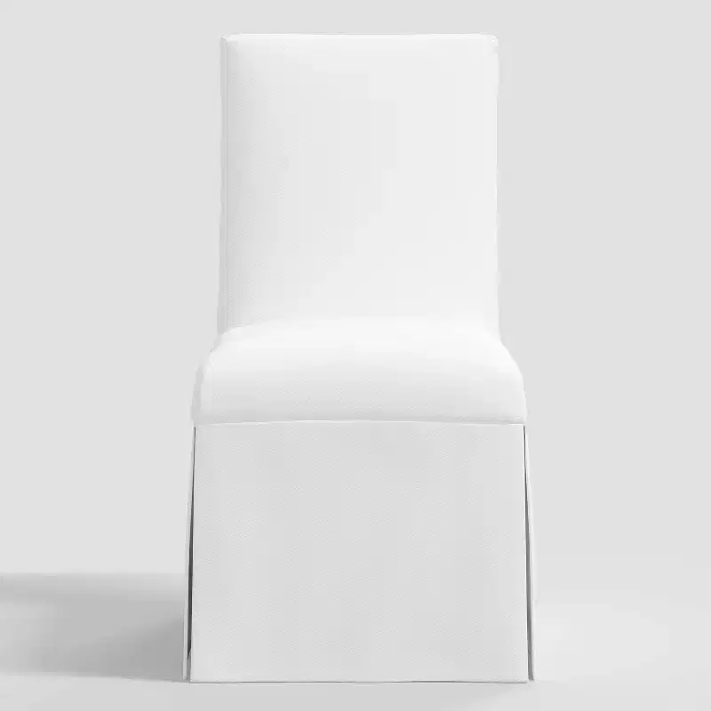 Samy Skirted Slipcover Dining Chair Twill White - Threshold™: Elegant Upholstered Seat, Rubberwood Frame, 250lb Capacity