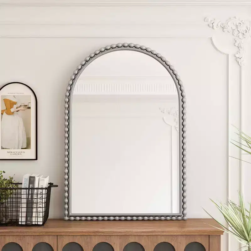 Iron Arch Vintage Mirror, Wall Mount or Tabletop, Silver