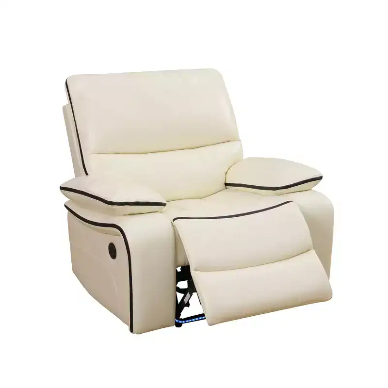 Power Recliner Chair, Electric Bonded Leather Reclining Chair with USB Charging & Adjustable Backrest for Living Room, Off-White