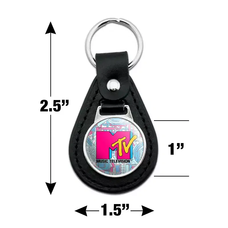 Mtv Techno Neon Logo Black Leather Keychain