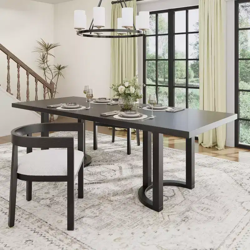 Christopher Knight Home Evat 95 Rubberwood Modern 8 Seater Rectangle Dining Table, Black