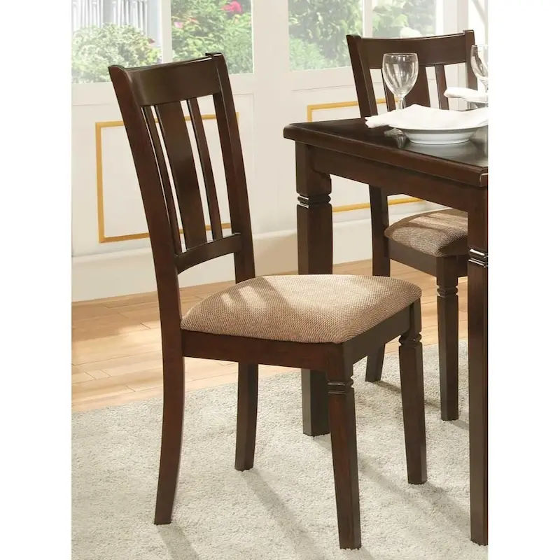 Fabric Upholstered Slated Back Side Chair, (Set of 2) - 37 H x 21 W x 17.5 L Inches