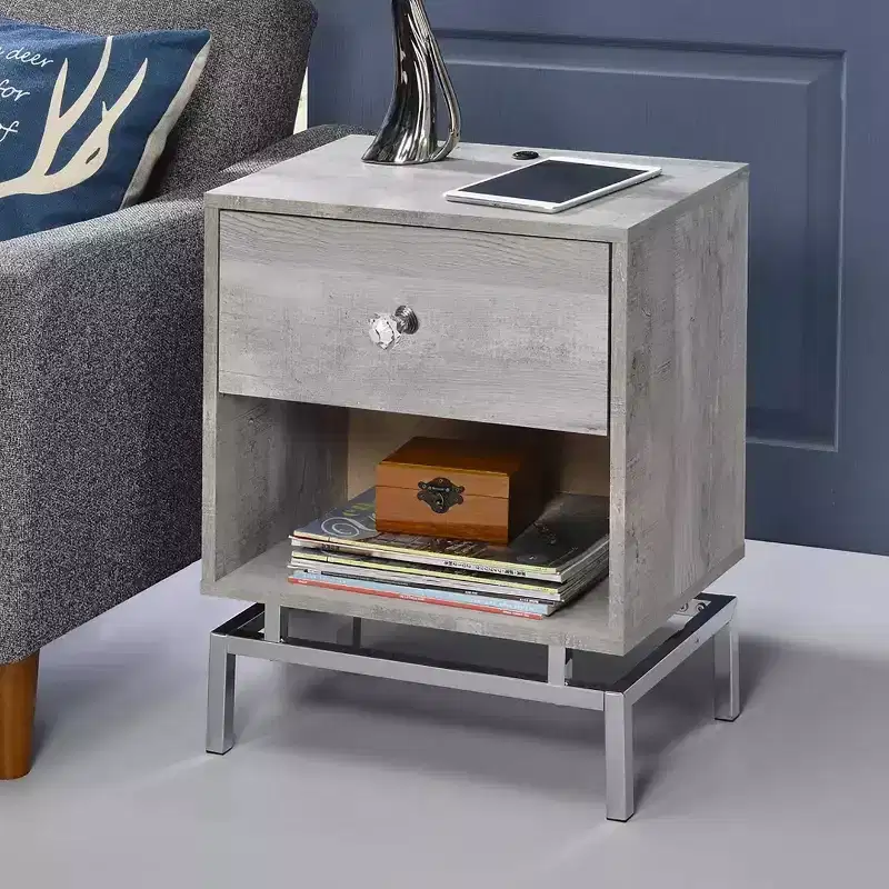24/7 Shop At Home Brama Open Shelf End Table with USB Port