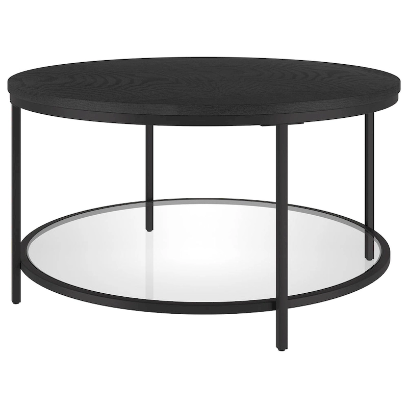 Sevilla 32 Wide Round Coffee Table with MDF Top and Glass Shelf - 32 Wide