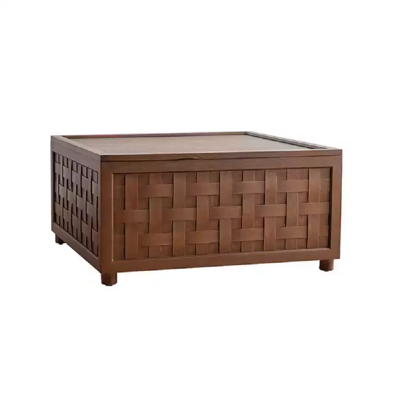 CLIHOME Farmhouse Coffee Table with Storage, Large Square Coffee Table for Living Room, Brown