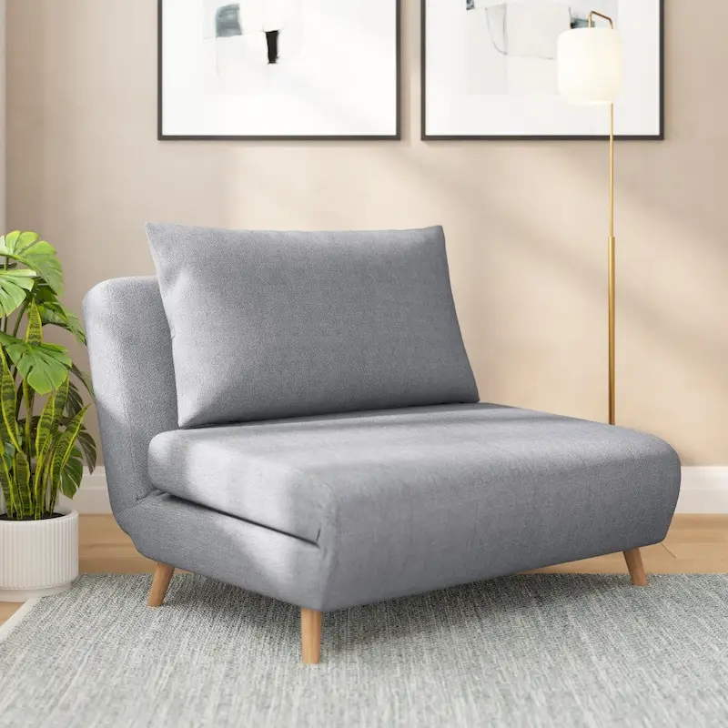 Foldable Sleep Chair with Hideaway Legs and Backrest Pillow - 75.5D x 41W x 30H