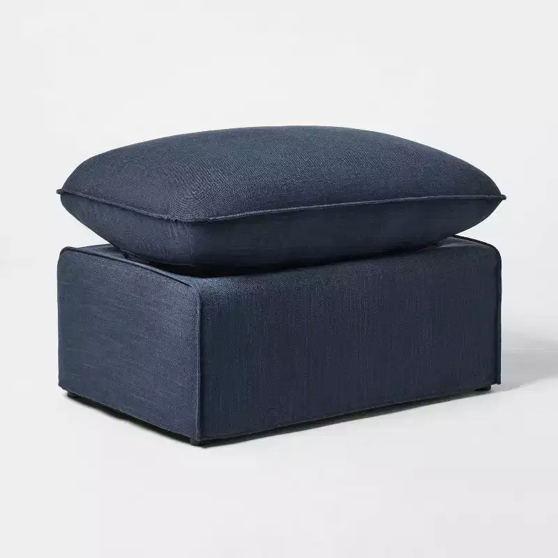 Padded Slipcover Ottoman Blue - Threshold™ designed with Studio McGee