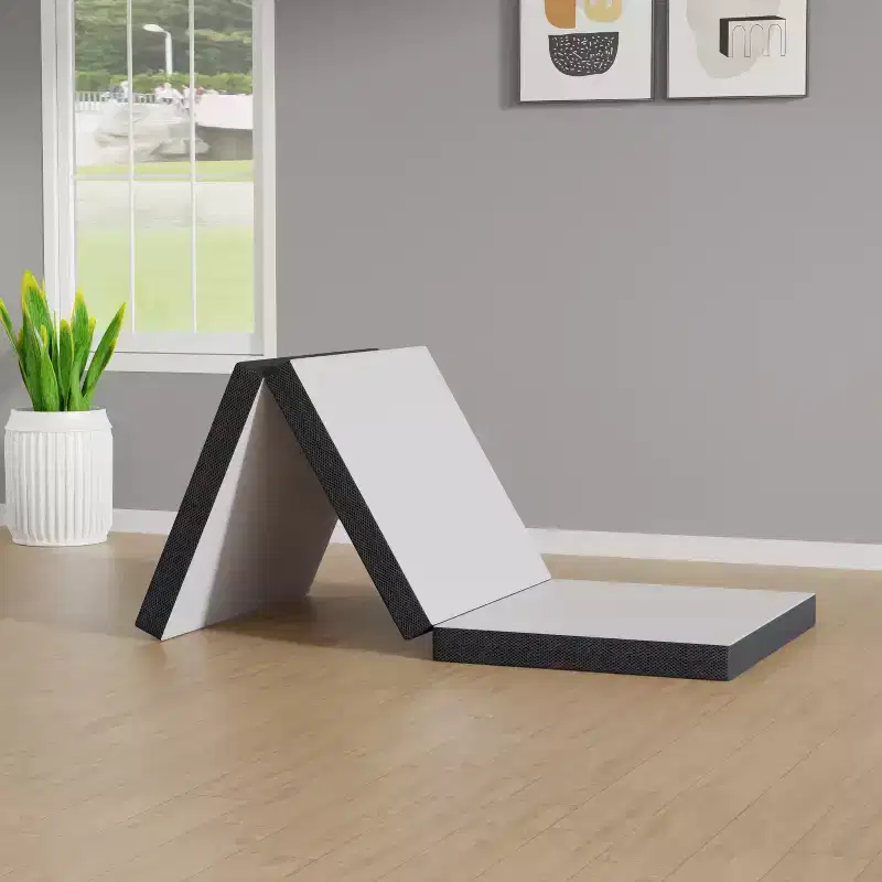 FDW 3 inch Folding Mattress Tri Fold Memory Foam Mattress Topper Foldable Mattress Topper with Washable Cover for Camping
