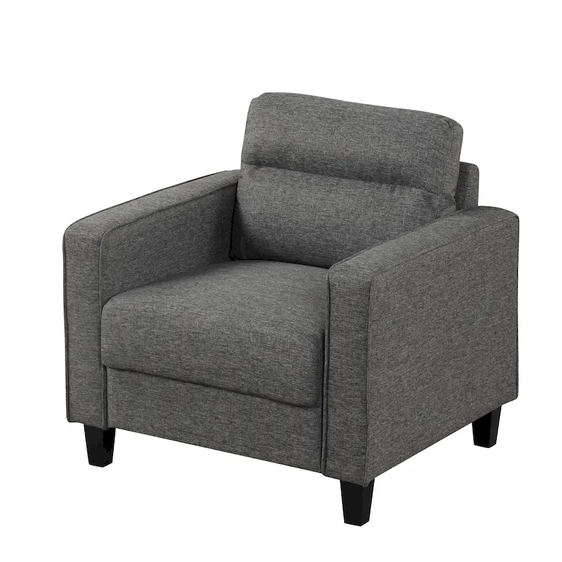 Contemporary Track Arms Accent Chair | Upholstered Fabric | Solid Wood Tapered Legs
