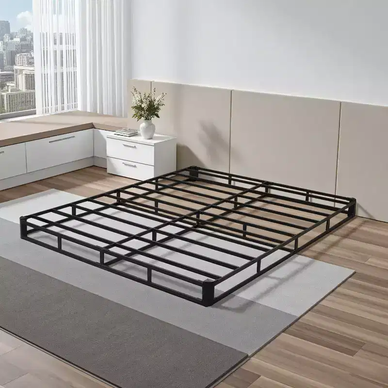 VEVOR Box Spring, Queen Size Bed Frame with Washable Fabric Cloth, Heavy Duty Metal Frame for Queen Bed, 5.1 in Mattress Foundation,Black