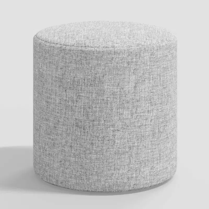 Round Ottoman in Textured Linen