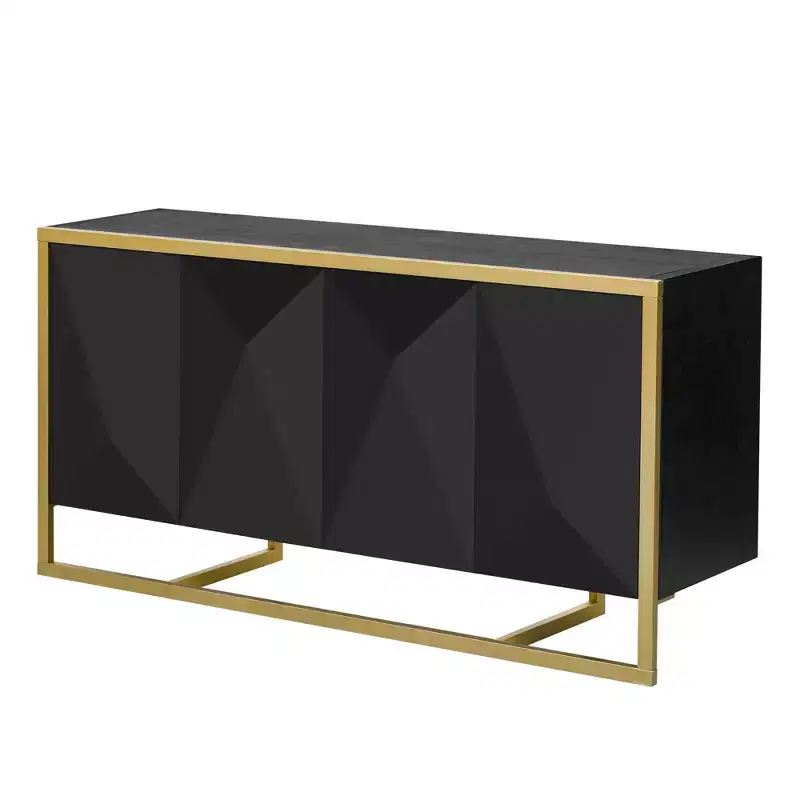 Mahogany Veneer Modern Sideboard with Unique Metal Legs,Versatile Storage Cabinets