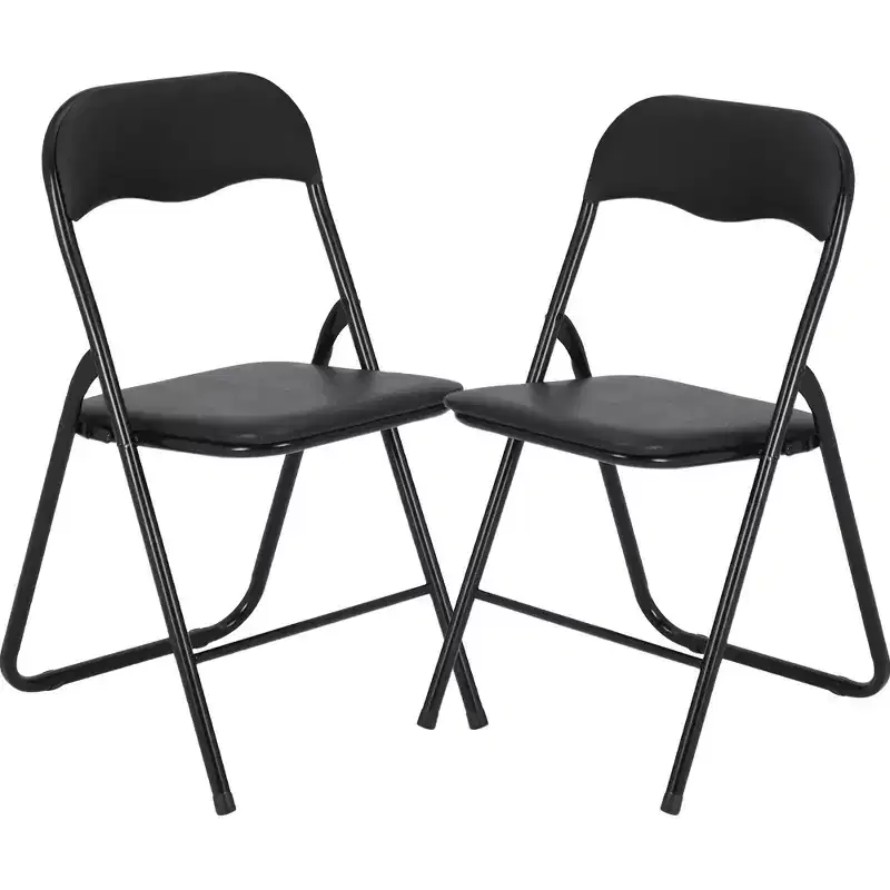 4 Pack Folding Chairs with Cushion, Foldable & Stackable Commercial Chairs with Non-Slip Rubber Pads, Metal Frame Seat