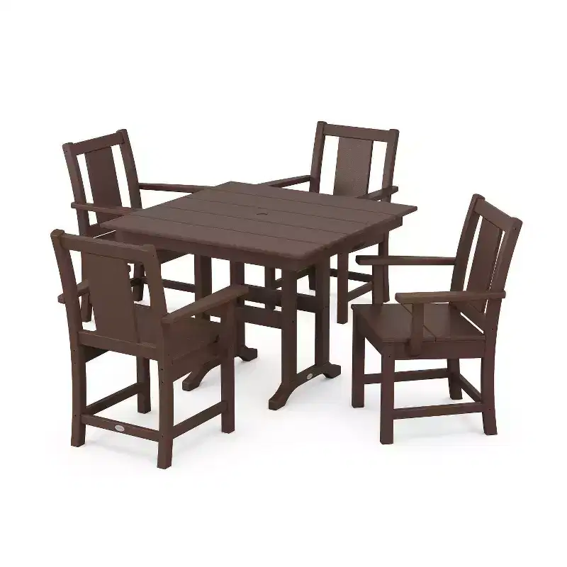 POLYWOOD 5pc Prairie Farmhouse Outdoor Patio Dining Set
