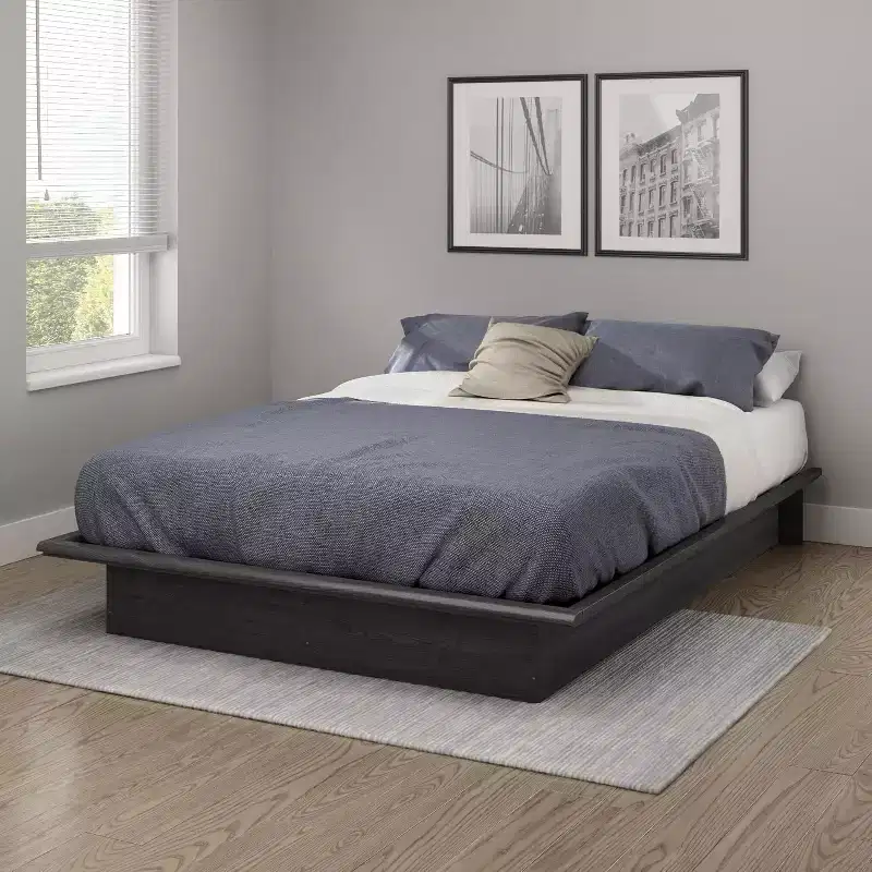 HomeStock 9.75 in.H Full Size Gray with Platform Beds (No Headboard) made of Particle Board Bed Frame