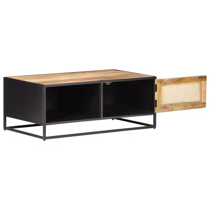 Coffee Table Rough Mango Wood and Natural Cane