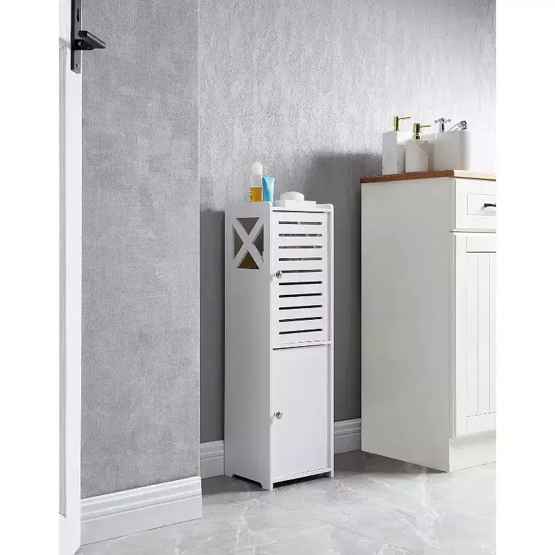 Kings Brand Furniture  Crane Free-Standing Bathroom Storage Cabinet Organizer Unit with 2 Doors, White