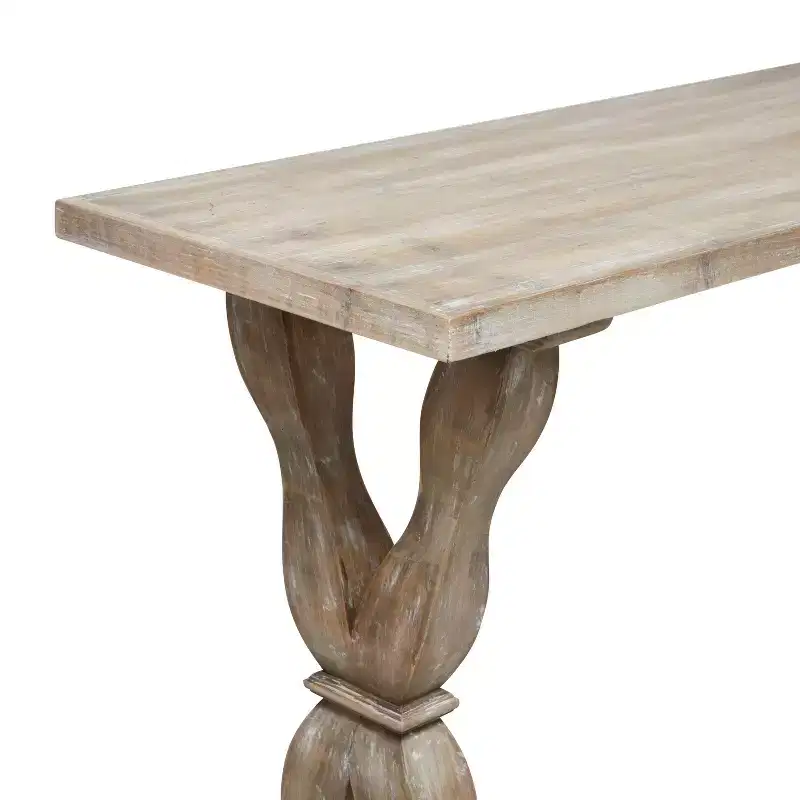 Distressed Farmhouse Wood Console Table Brown Rustic Entryway Foyer Table No Assembly Required