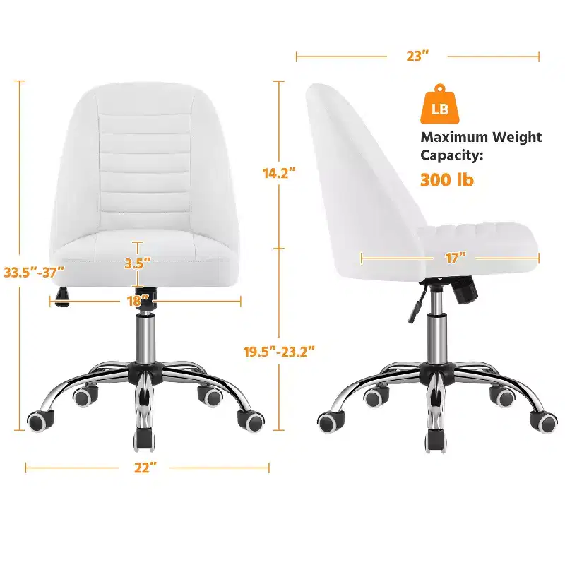 Faux Leather Mid Back Home Office Desk Chair with Chrome-plated Metal Base