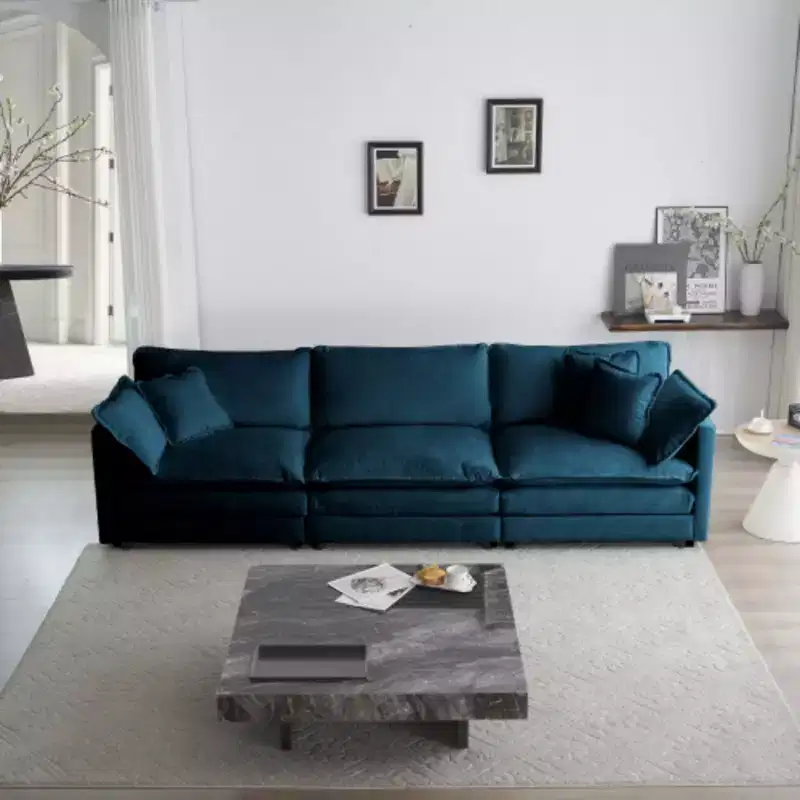 Upgrade Your Space: Mid-Century Modern 3-Seater - 5 Pillows for Maximum Comfort