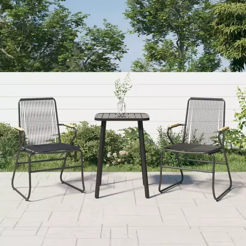 vidaXL Patio Chairs 2 pcs Black 22.8x23.2x33.7 PVC Rattan