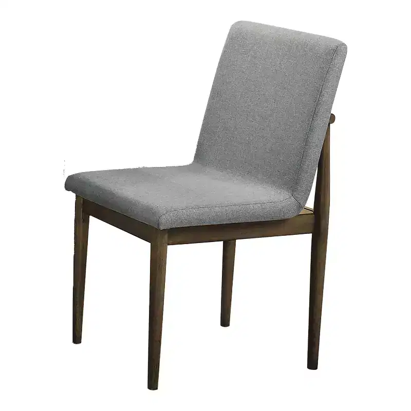 Set of 2 Fabric Upholstered Dining Chairs Natural: Mid-Century Modern, Wood Frame, Foam Fill