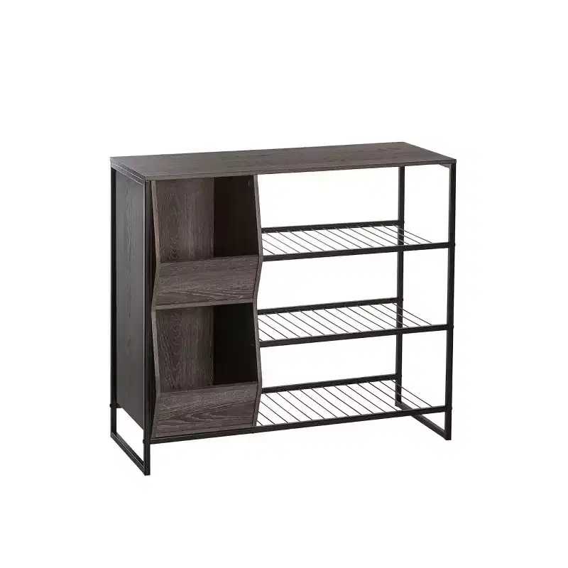 RiverRidge Afton Entryway Shoe Storage Organizer with 3 Shoe Racks and 2 Shoe Organizer Boxes - Weathered Woodgrain