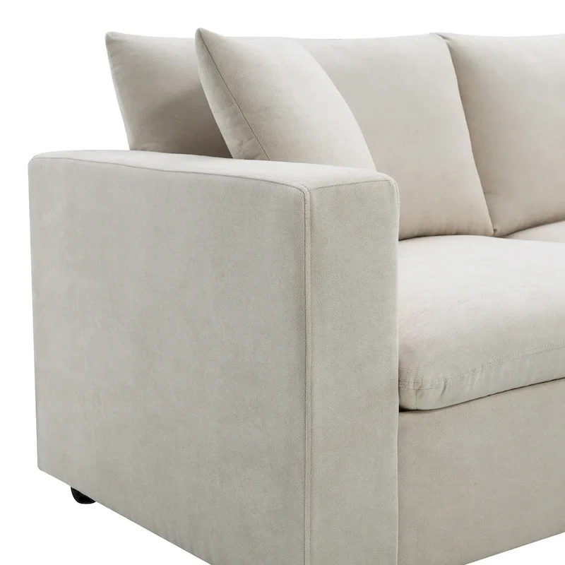 100.4 L-Shaped Polyester Sectional Sofa with 4-Seat Convertible Couch and Ottoman & Pocket Spring Cushions (300lb Capacity)