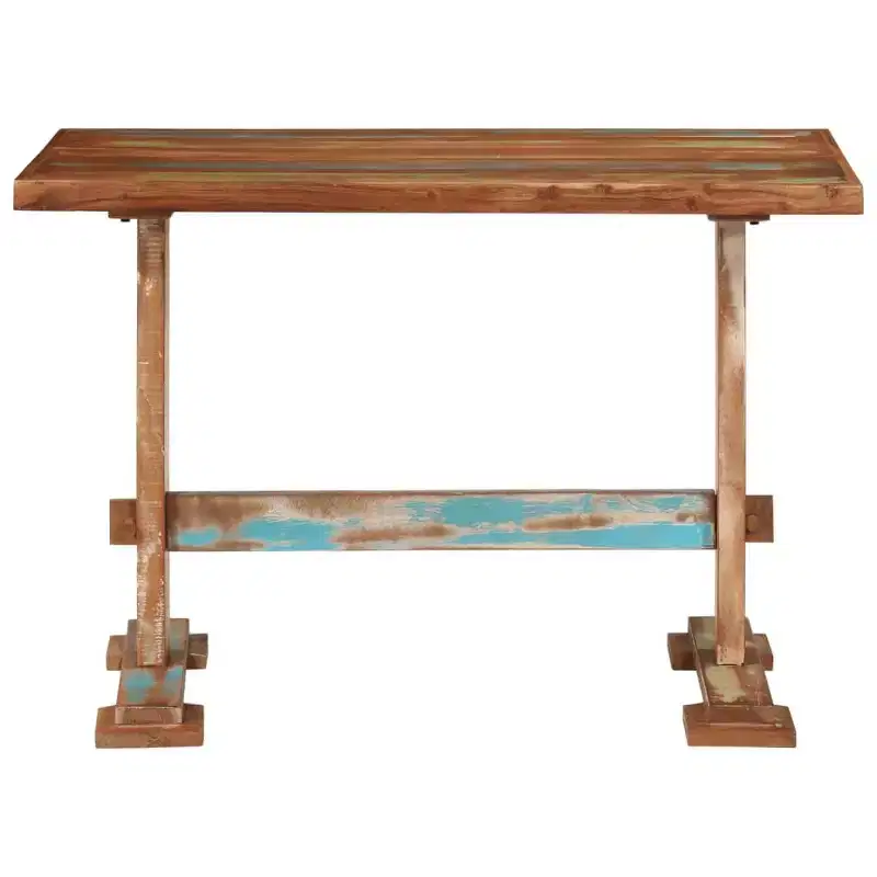 Dining Table, Multicolor Solid Reclaimed Wood, Trestle Base, Seats 4, 43.3