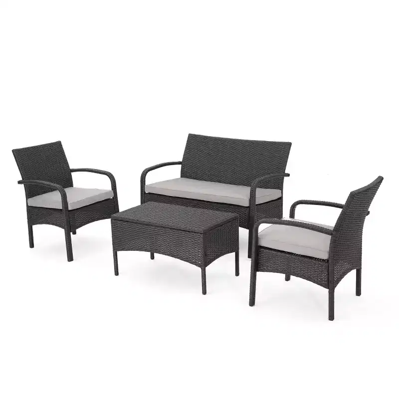 Cordoba 4pc Wicker Patio Chat Set with Cushions - Christopher Knight Home