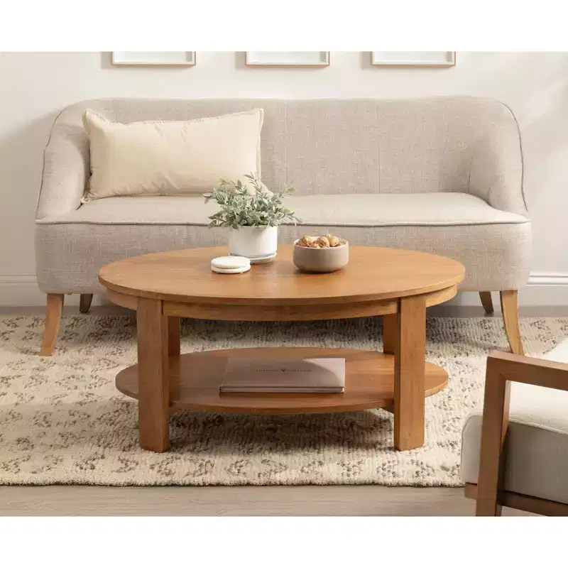 Oval Wood Coffee Table, 38x24x18, Natural