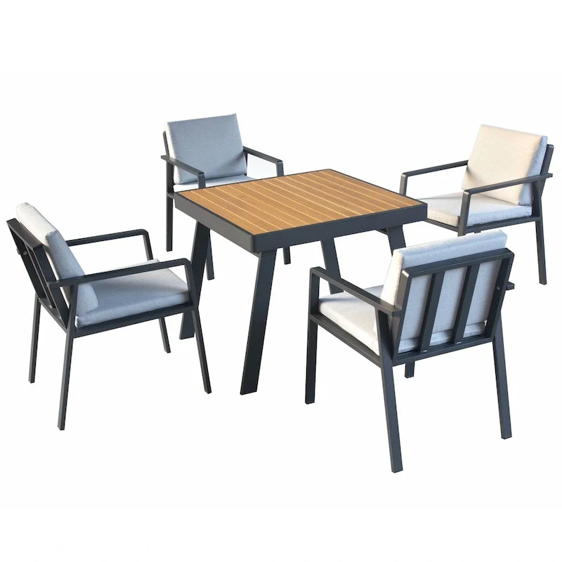 HIGOLD Nofi 5 Pieces Aluminum Patio Dining Set Matte Charcoal