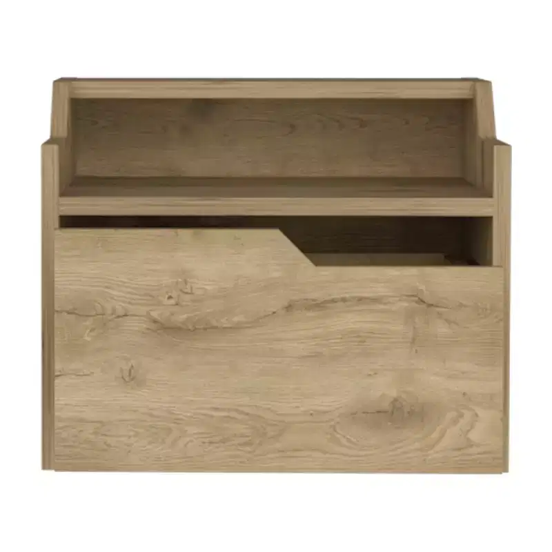 13 Beige Wood One Drawer Floating Nightstand